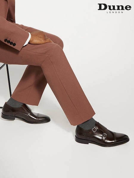 Marrón - Dune London Saloon Laser Toe Cap Monk Shoes (N73968) | 197 €