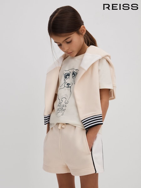 Ivory Print - Reiss Yoshy Cotton Print T-shirt