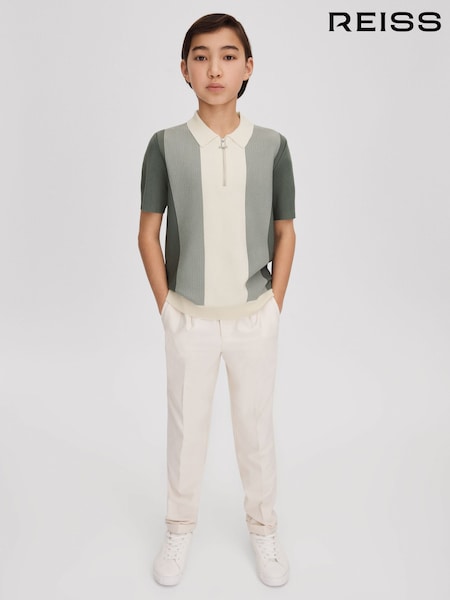 Reiss Sage Milton 3-9 yrs Half-Zip Striped Polo Shirt (N74054) | €58