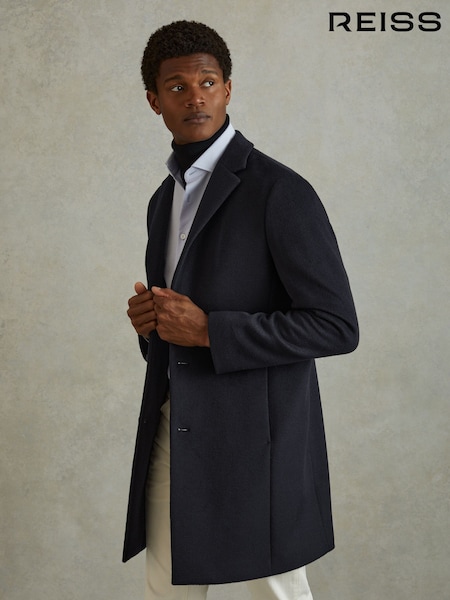 Reiss Navy Clark Wool Blend Single Breasted Epsom Coats (N74056) | €470