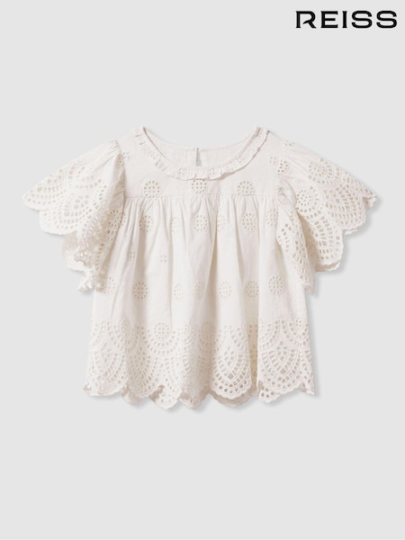 Reiss Laverne Cotton Broderie Blouse (N74065) | ‏382 د.إ.‏