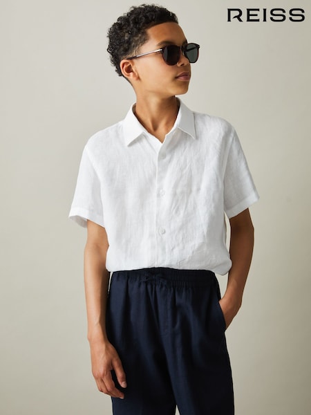 Reiss White Holiday Short Sleeve Shirt (N74071) | AED274