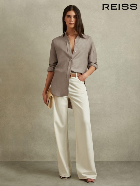 Nerz - Reiss Sian Relaxed Fit Lyocell Linen Button Through Shirt (N74075) | 215 €