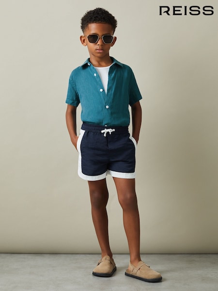 Reiss Seafoam Holiday 3-9 yrs Short Sleeve Linen Shirt (N74076) | €52