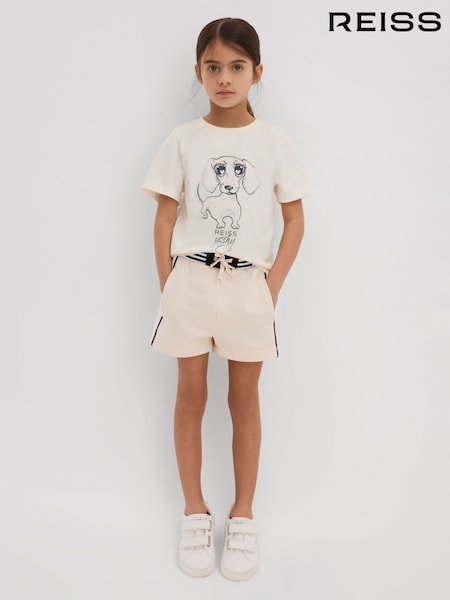 عاجي طبعة - Reiss Yoshy Cotton Print T-shirt