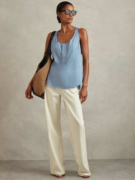 Reiss Blue Eira Relaxed Cotton Scoop Neck Vest (N74094) | €135
