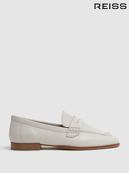 Reiss Off White Angela Leather-Cotton Loafers (N74095) | €241