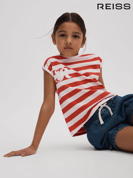 Reiss Red Imogen 9-13 yrs Cotton Striped Sleeveless Vest (N74120) | €10
