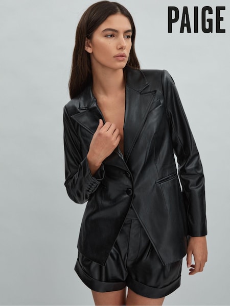 Paige Relaxed Faux Fur Leather Single Breasted Blazer (N74135) | €523