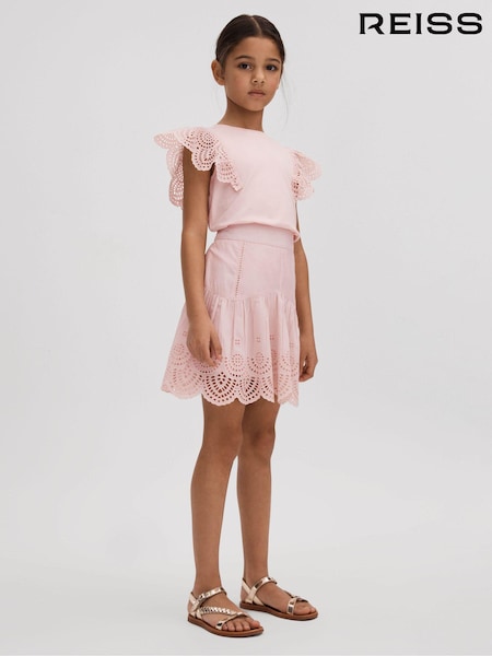Reiss Pink Jasmine 4-9 yrs Cotton Broderie Top (N74140) | 206 QAR