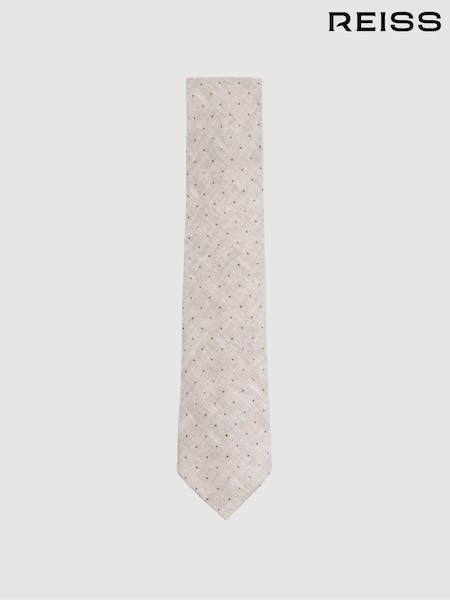 Reiss Oatmeal Melange Lateran Silk Polka Dot Tie (N74173) | €25