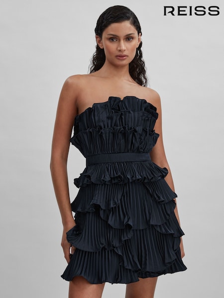 כחול כהה - Amur Strapless Ruffle Mini Dress (N74206) | ‏2,504‏₪