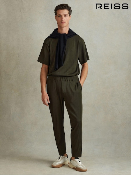 Reiss Green Cyrus Ribbed Elasticated Waist Trousers (N74224) | €140