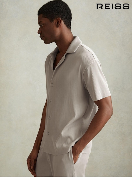 Серебряный - Reiss Chase Ribbed Cuban Collar Shirt (N74244) | €149