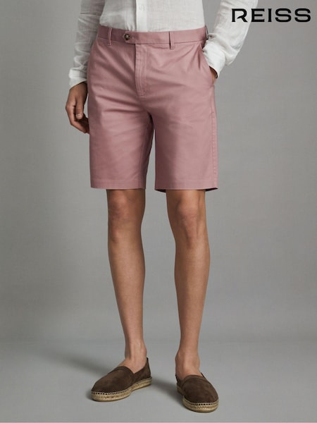 Reiss Dusty Pink Wicket Modern Fit Cotton Blend Chino Shorts (N74258) | AED562
