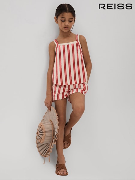 Pink - Reiss June Towelling Vest And Shorts Set
