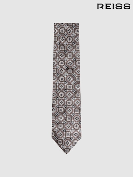 Reiss Tobacco Assisi Silk Medallion Print Tie (N74292) | AED490