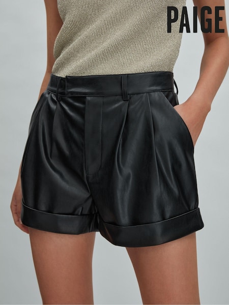 Paige Front Pleat Faux Fur Leather Shorts (N74310) | € 343
