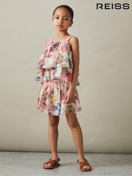 Reiss Pink Print Arina 4-9 yrs Floral Print Skort Co-Ord (N74319) | 294 QAR