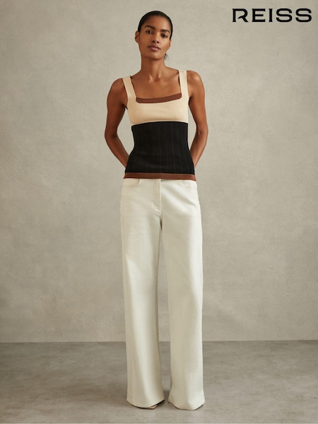 Reiss Nude/Black Maki Colourblock Square Neck Vest (N74332) | €140