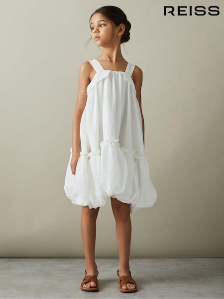 Reiss Ivory Emeri 4-9 yrs Seersucker Bubble Hem Dress (N74334) | €50