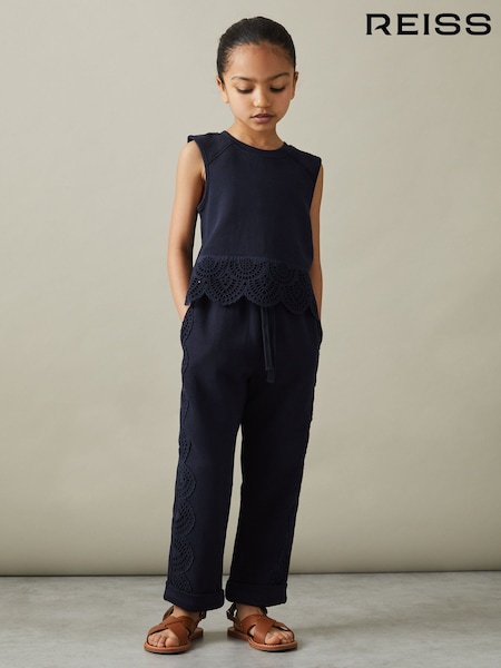 Reiss Sophie Sophie Teen Cotton Broderie Drawstring Trousers (N74353) | ‏288 د.إ.‏