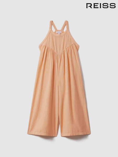 Reiss Peach Daphne 13-14 yrs Cotton Linen Jumpsuit (N74365) | 463 QAR