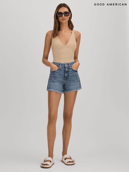 Good American Indigo Good American Raw Hem Denim Shorts (N74381) | € 201