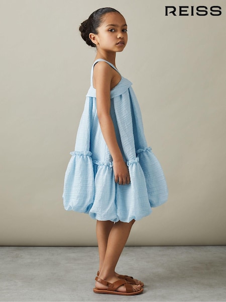 Reiss Blue Emeri 4-9 yrs Seersucker Bubble Hem Dress (N74416) | €35