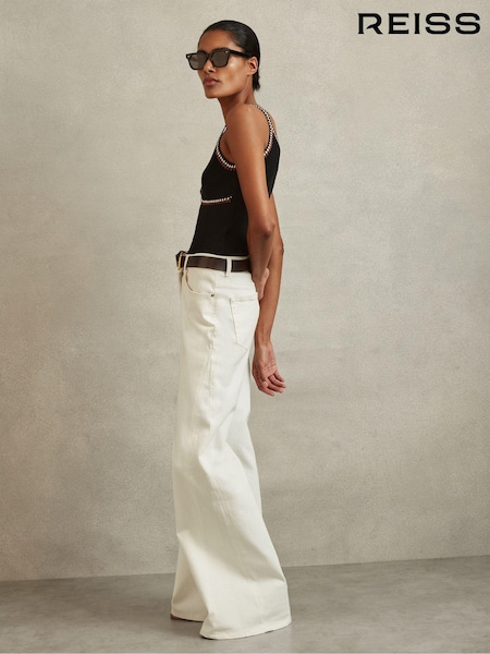 Reiss Black/Camel Kiki Knitted Crochet Trim Vest (N74435) | €50