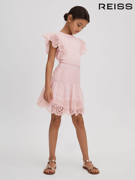 Reiss Pink Jasmine 4-9 yrs Broderie Skirt (N74444) | AED324