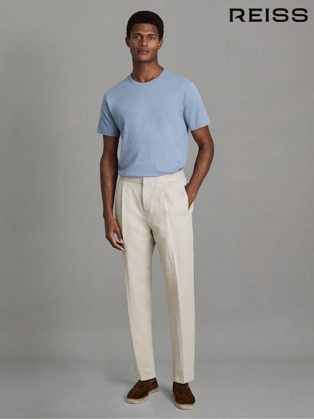 Reiss Reef Blue Melrose Cotton Crew Neck T-Shirt (N74445) | AED252