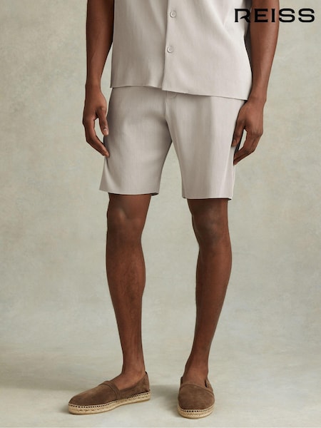 Reiss Silver Conor Ribbed Elasticated Waist Shorts (N74446) | AZN 196