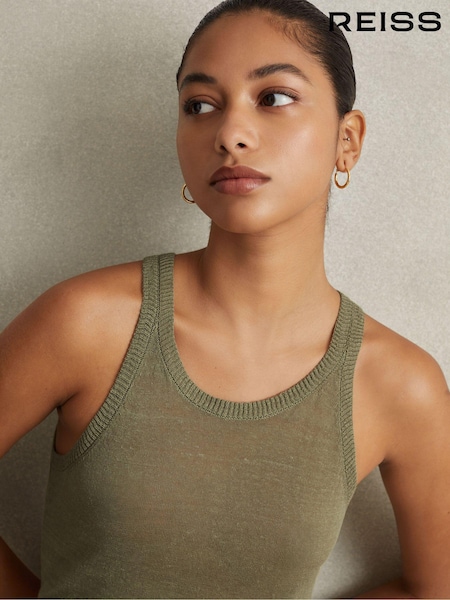 Reiss Sage Catrice Linen Blend Crew Neck Vest (N74464) | €85