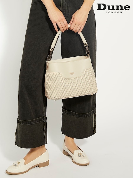 Dune London Cream Dinidelphie Medium Woven Grab Bag (N74538) | €142