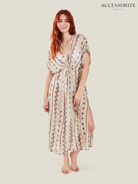 Accessorize Cream Metallic Fan Kaftan (N74580) | €25