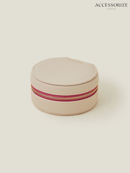 Accessorize Cream Medium Round Jewellery Box (N74617) | €27