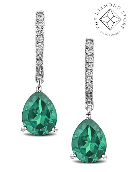 The Diamond Store Green Astra 4.60ct Lab Emerald And Diamond Pear Earrings (N74619) | €293