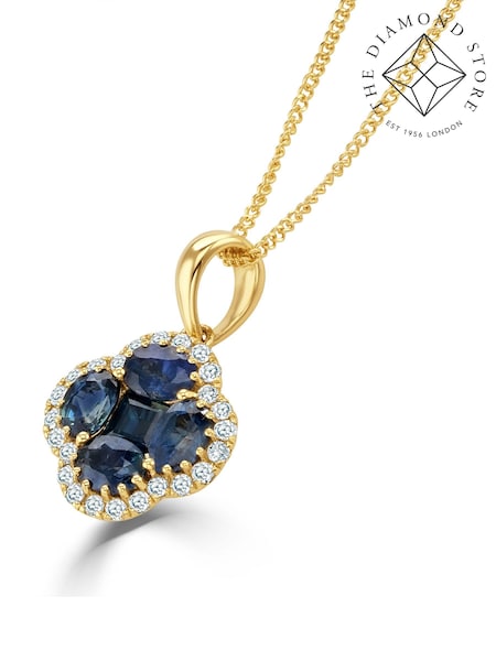 The Diamond Store Emerald 1.08ct Diamond 9k Gold Clover Necklace (N74628) | €863