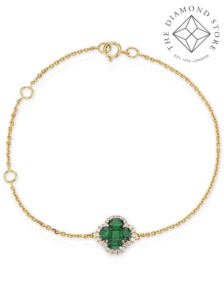 The Diamond Store Emerald 1.01ct Diamond 9k Gold Clover Bracelet (N74631) | €1,002