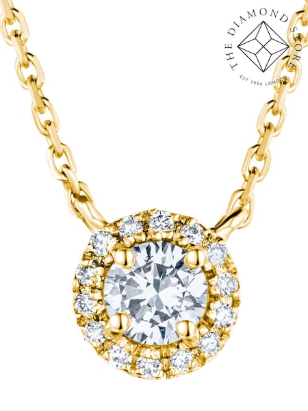 The Diamond Store White Gold 0.4ct Lab Diamond 9k Gold Halo Necklace (N74633) | €510