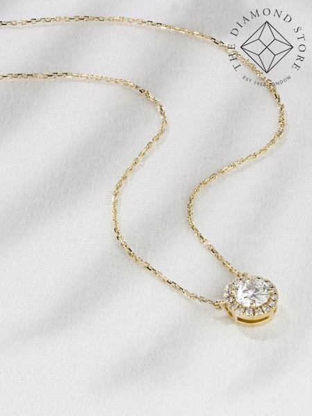 The Diamond Store White 0.70ct 9K Lab Diamond Halo Necklace (N74648) | €637