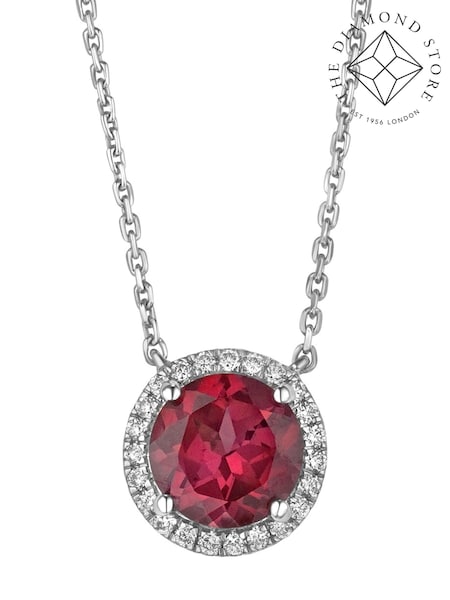The Diamond Store Red Astra 3.60ct Lab Ruby Diamond Halo Necklace (N74653) | €318