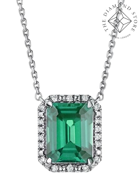 The Diamond Store Emerald Astra 2ct Lab Diamond Halo Necklace (N74666) | €313