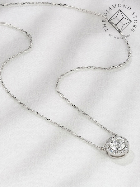 The Diamond Store White 0.70ct Lab Diamond Halo Necklace (N74684) | €637