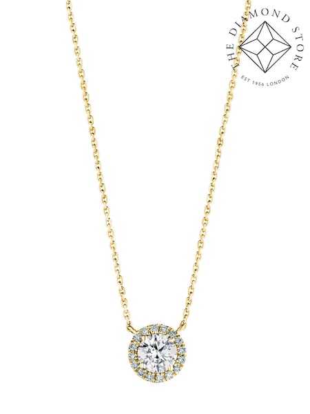 The Diamond Store Gold 1ct Lab Diamond 9k Halo Necklace (N74692) | €893