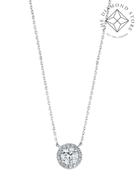 The Diamond Store White Gold 1ct Lab Diamond 9k Halo Necklace (N74696) | €893