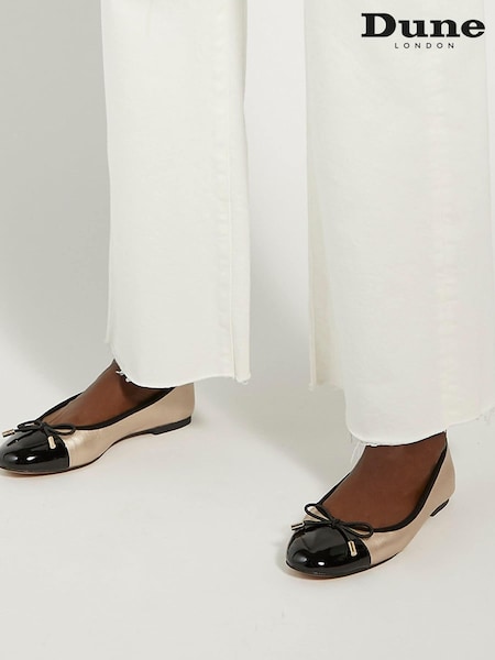 Dune London Gold Highest Flexible Sole Contrast Ballerina Flats (N74703) | €46