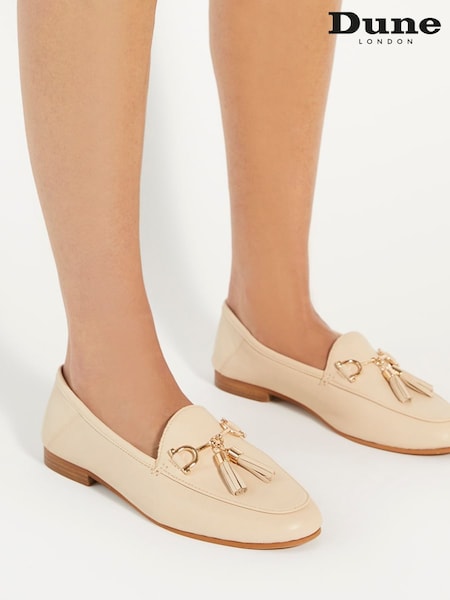 Cream - Dune London Flexible Sole Graysons Tassel Leather Loafers (N74723) | € 118