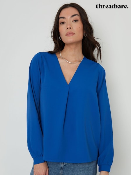 Threadbare Blue V-Neck Long Sleeve Blouse (N74729) | €18